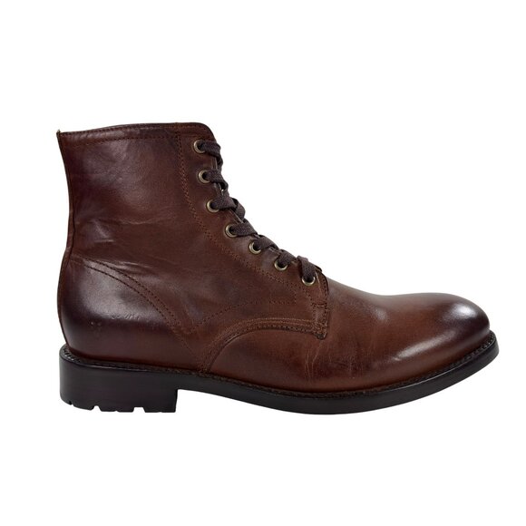 Frye Bowery Lace-up Boots Mens Size 10.5 D Side Zip Brown Leather 40115 NEW - Picture 3 of 7